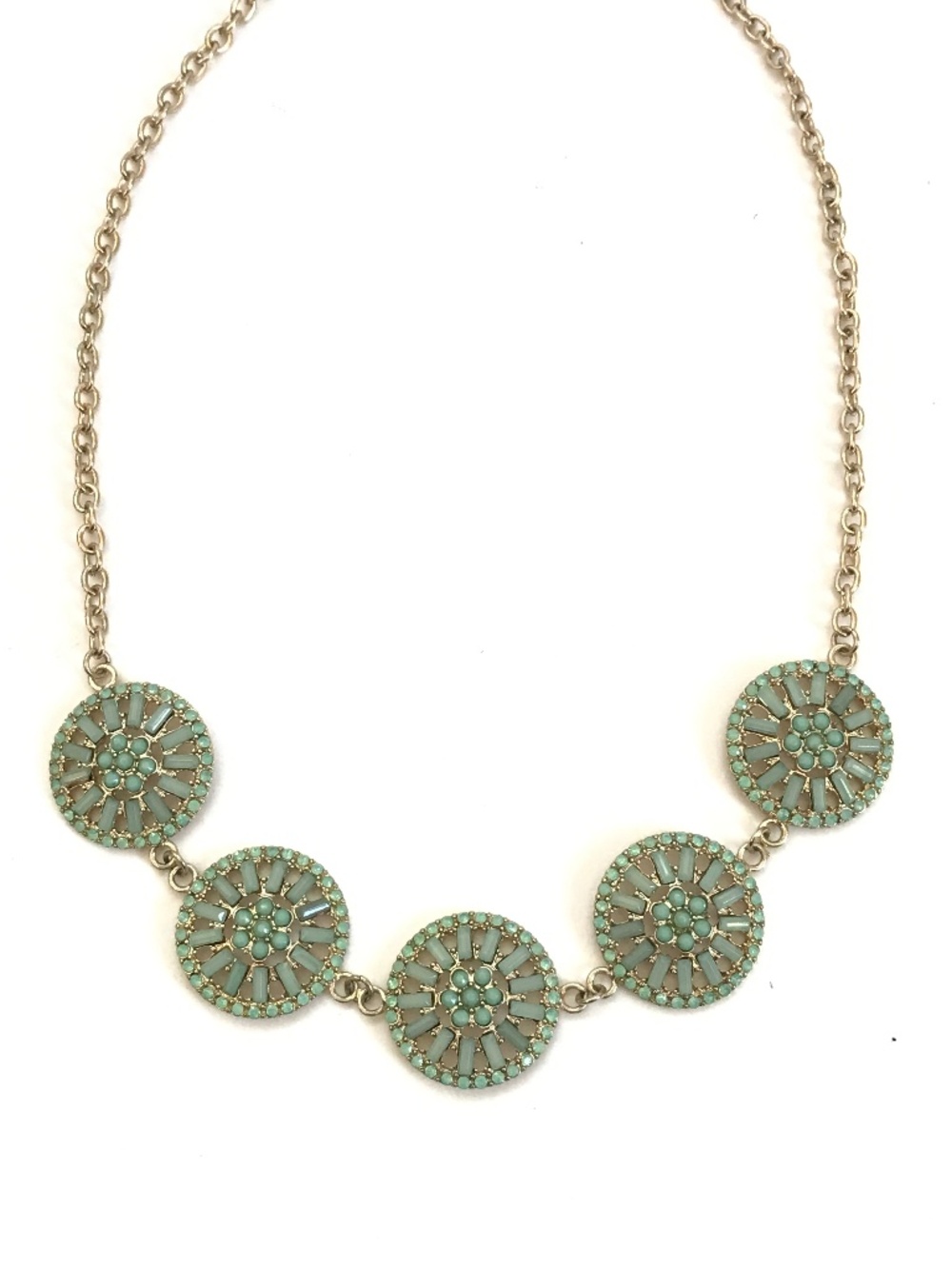 Statement Necklace Bohemian Green and Gold